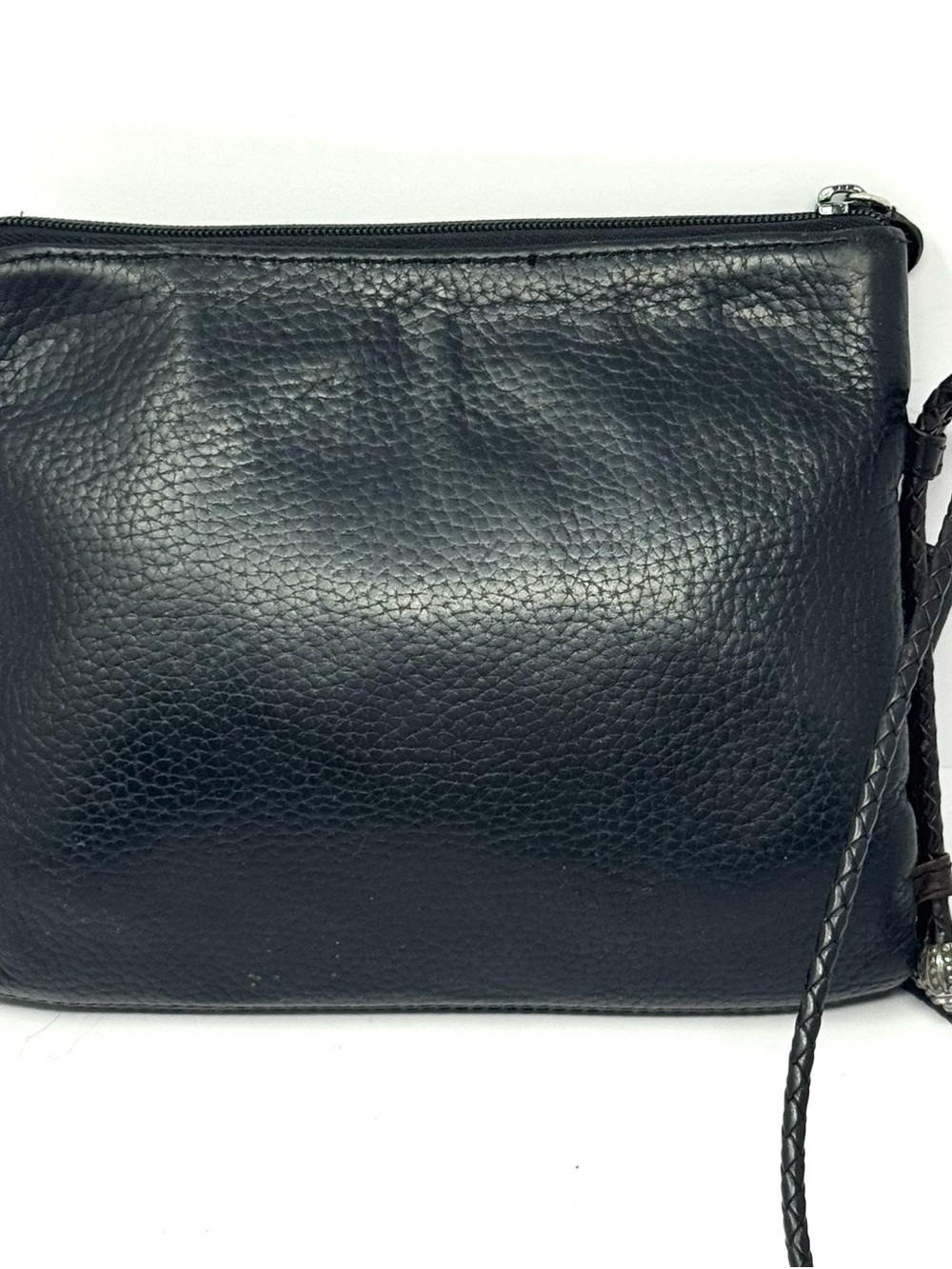 Vintage Brighton Black Brown Leather Crossbody Purse Silver Heart Charm - Picture 4 of 14